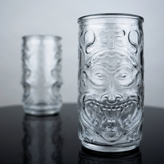 Carved Tiki Highball Glasses - Set of 6
