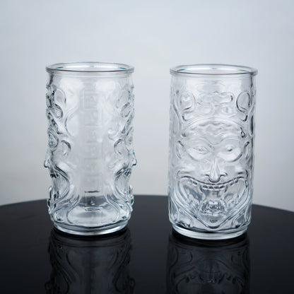 Carved Tiki Highball Glasses - Set of 6