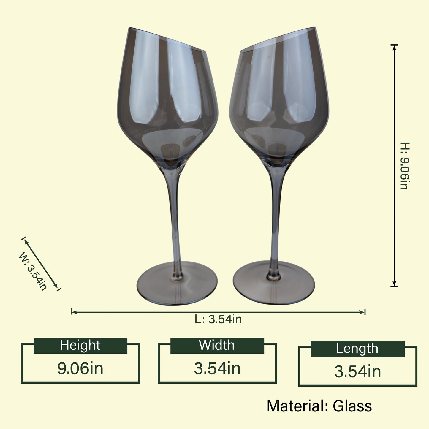 Grey-Tinted Crystal Wine Glass - Set of 4