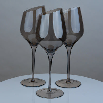Grey-Tinted Crystal Wine Glass - Set of 4