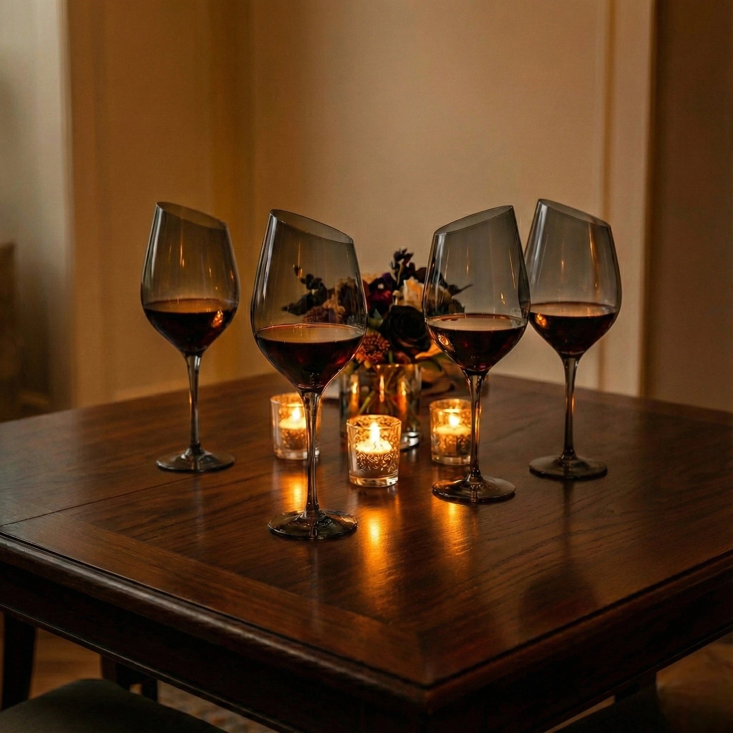 Grey-Tinted Crystal Wine Glass - Set of 4