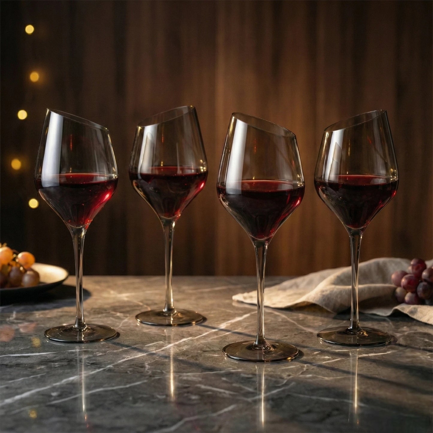 Grey-Tinted Crystal Wine Glass - Set of 4