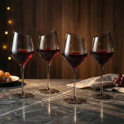 Grey-Tinted Crystal Wine Glass - Set of 4