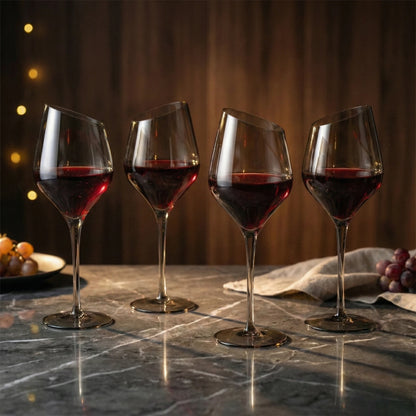 Grey-Tinted Crystal Wine Glass - Set of 4