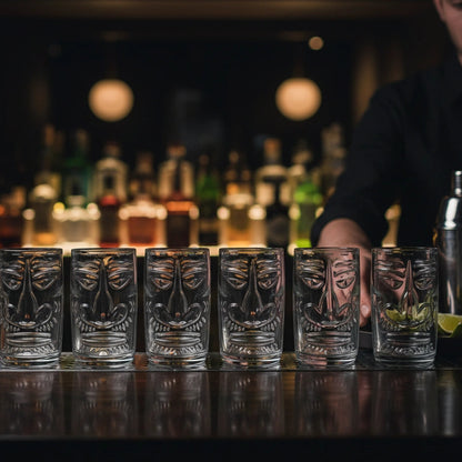 Totem Face Tiki Glasses - Set of 6