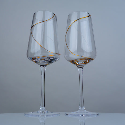 Gold Swirl Champagne Flutes - Set of 2