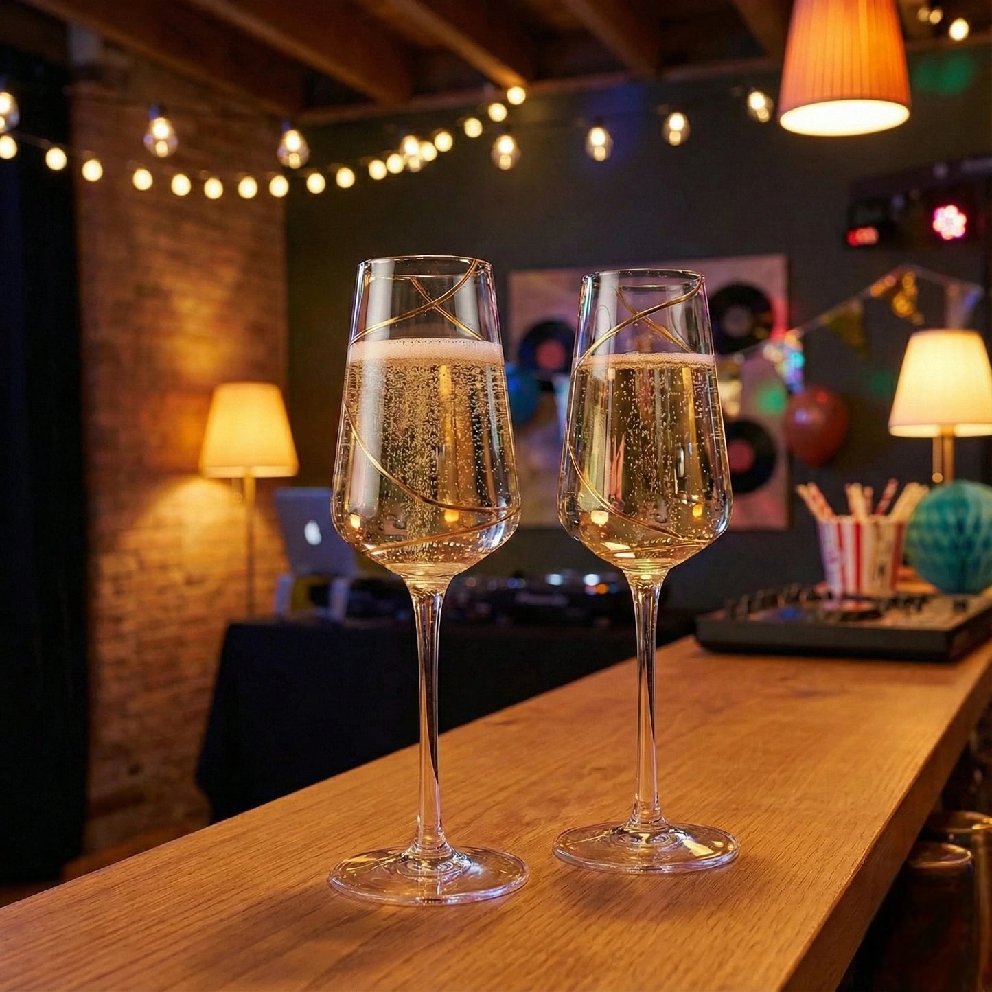 Gold Swirl Champagne Flutes - Set of 2