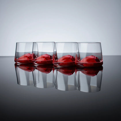 Whiskey aerating glasses with red base modern barware