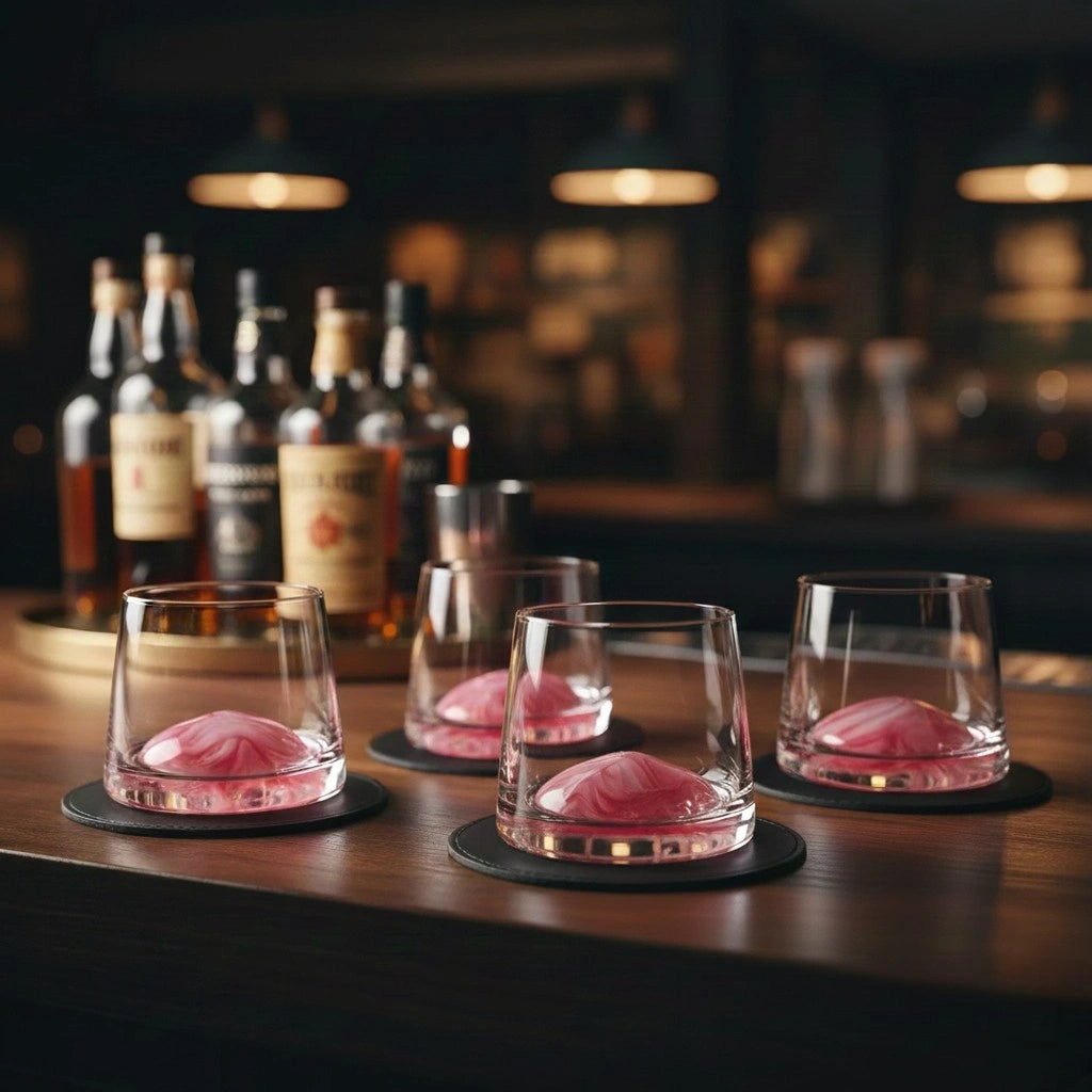 Pink Aerating Rocks Glasses - Set of 4