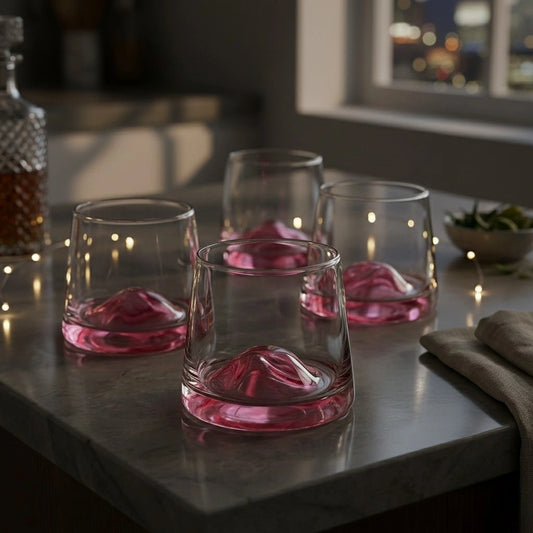 Pink Aerating Rocks Glasses - Set of 4