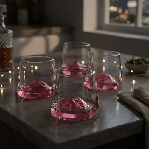 Pink Aerating Rocks Glasses - Set of 4