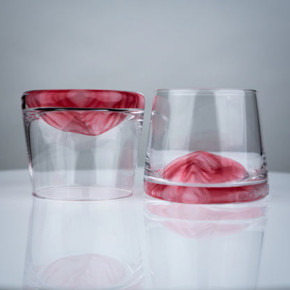 Pink Aerating Rocks Glasses - Set of 4