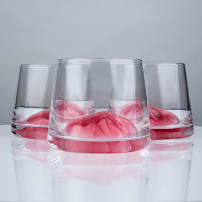 Pink Aerating Rocks Glasses - Set of 4