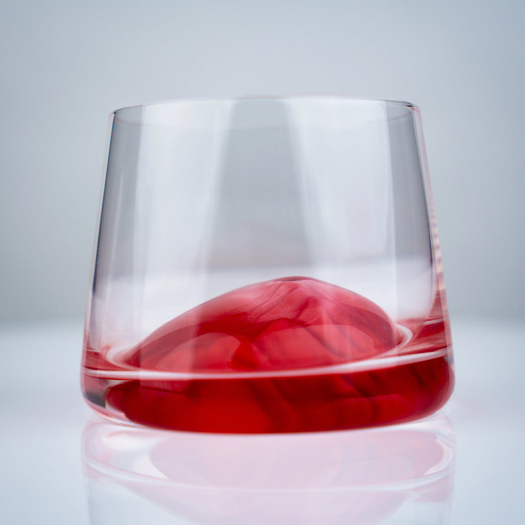 Whiskey aerating glasses with red base modern barware