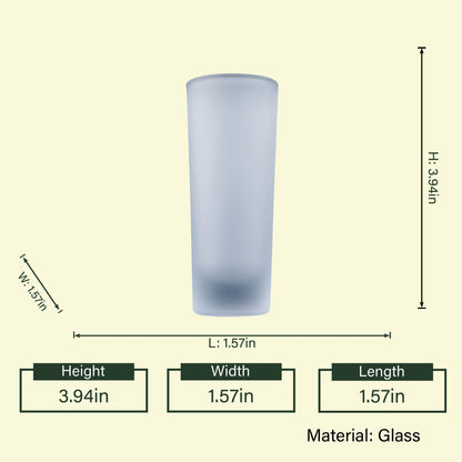 Frosted matte shot glass, 3.94in size chart