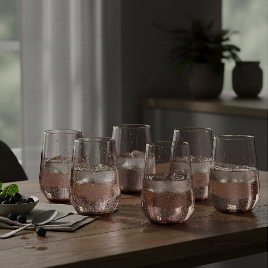 Rose Stemless Glasses - Set of 6