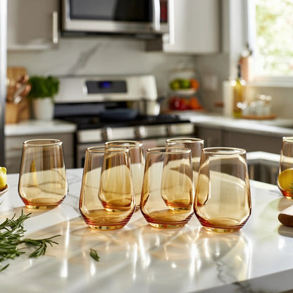 Amber Luxe Glasses- Set of 6