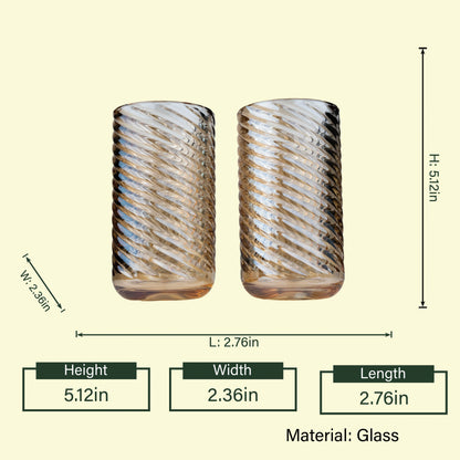 Amber swirl highball pair, 5.12in size diagram
