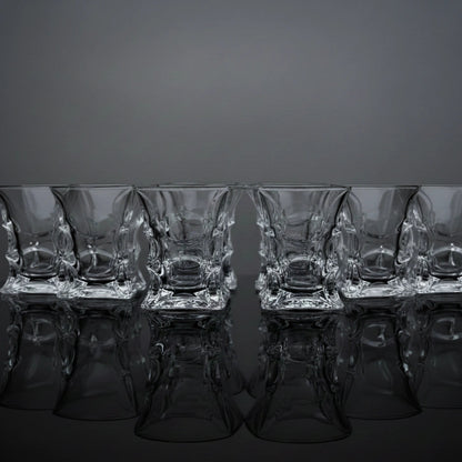 Sculpted Geometric Whiskey Glasses - Set of 6