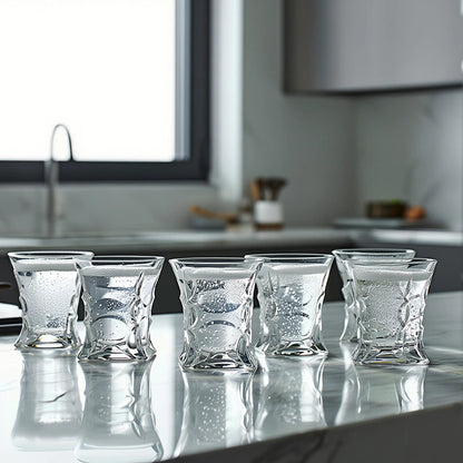 Sculpted Geometric Whiskey Glasses - Set of 6