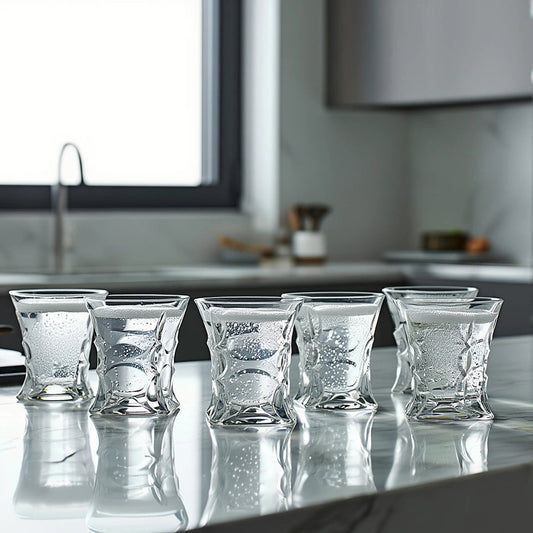 Sculpted Geometric Whiskey Glasses - Set of 6