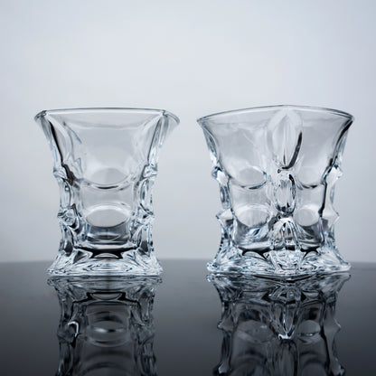 Sculpted Geometric Whiskey Glasses - Set of 6