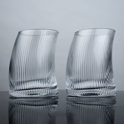 Curved Ribbed Water Glasses - Set of 4