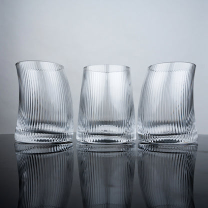 Curved Ribbed Water Glasses - Set of 4