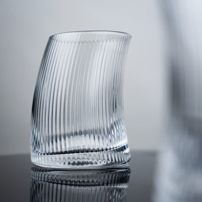 Curved Ribbed Water Glasses - Set of 4