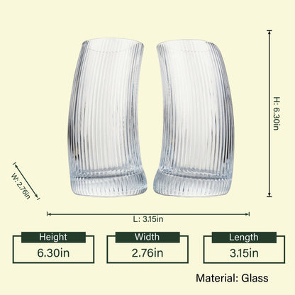 Ribbed highball pair, 6.30in dimension diagram