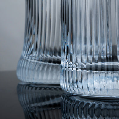 Clear Ribbed Highball Glasses - Set of 4