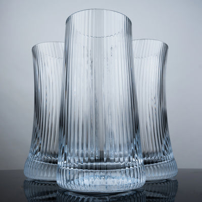 Clear Ribbed Highball Glasses - Set of 4
