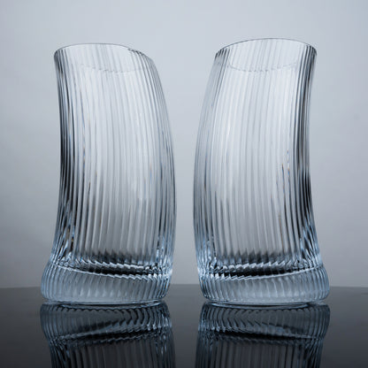 Clear Ribbed Highball Glasses - Set of 4