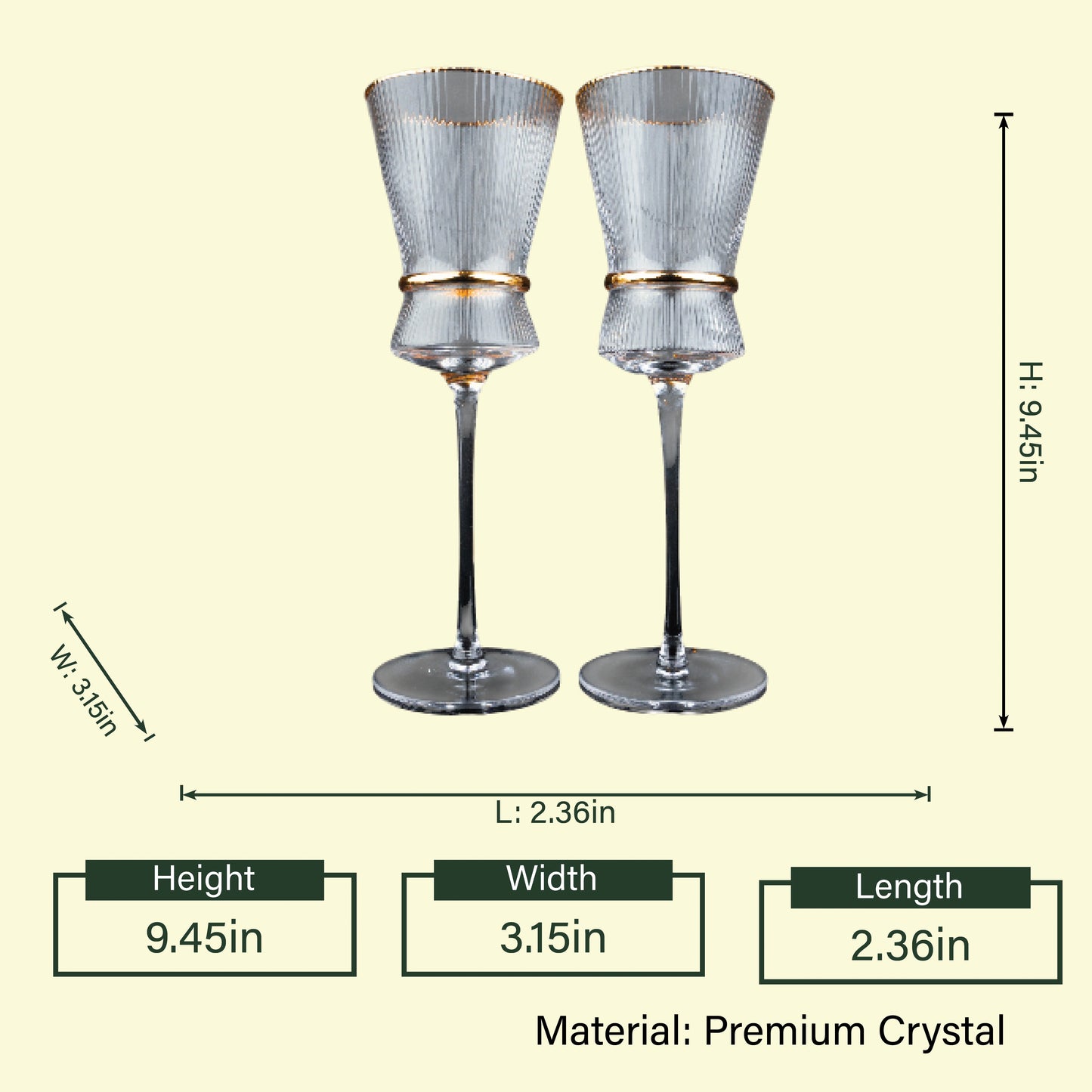 Clear Gold-Rim Wine Glass - Set of 2
