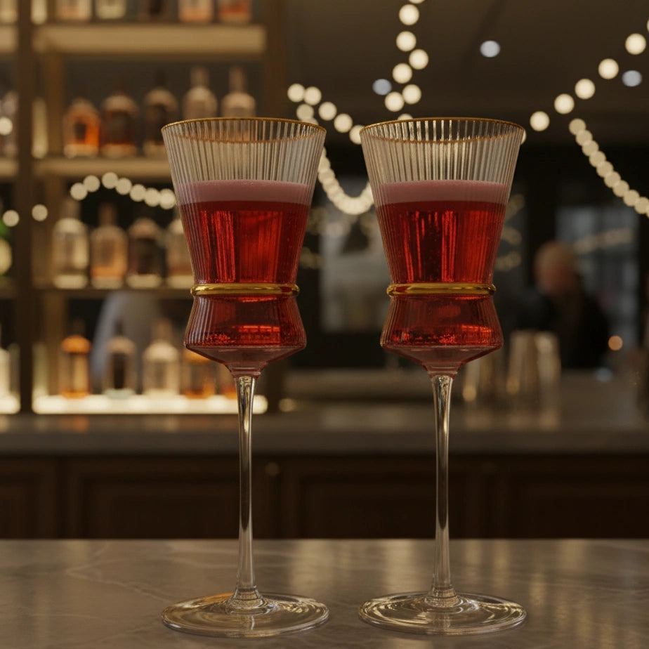 Clear Gold-Rim Wine Glass - Set of 2