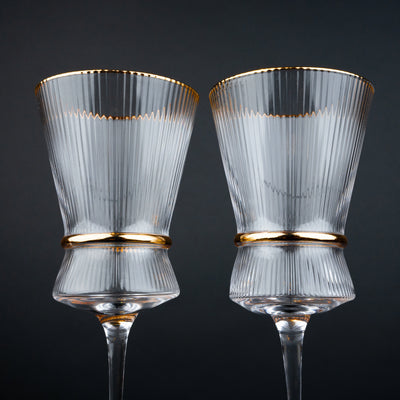 Clear Gold-Rim Wine Glass - Set of 2
