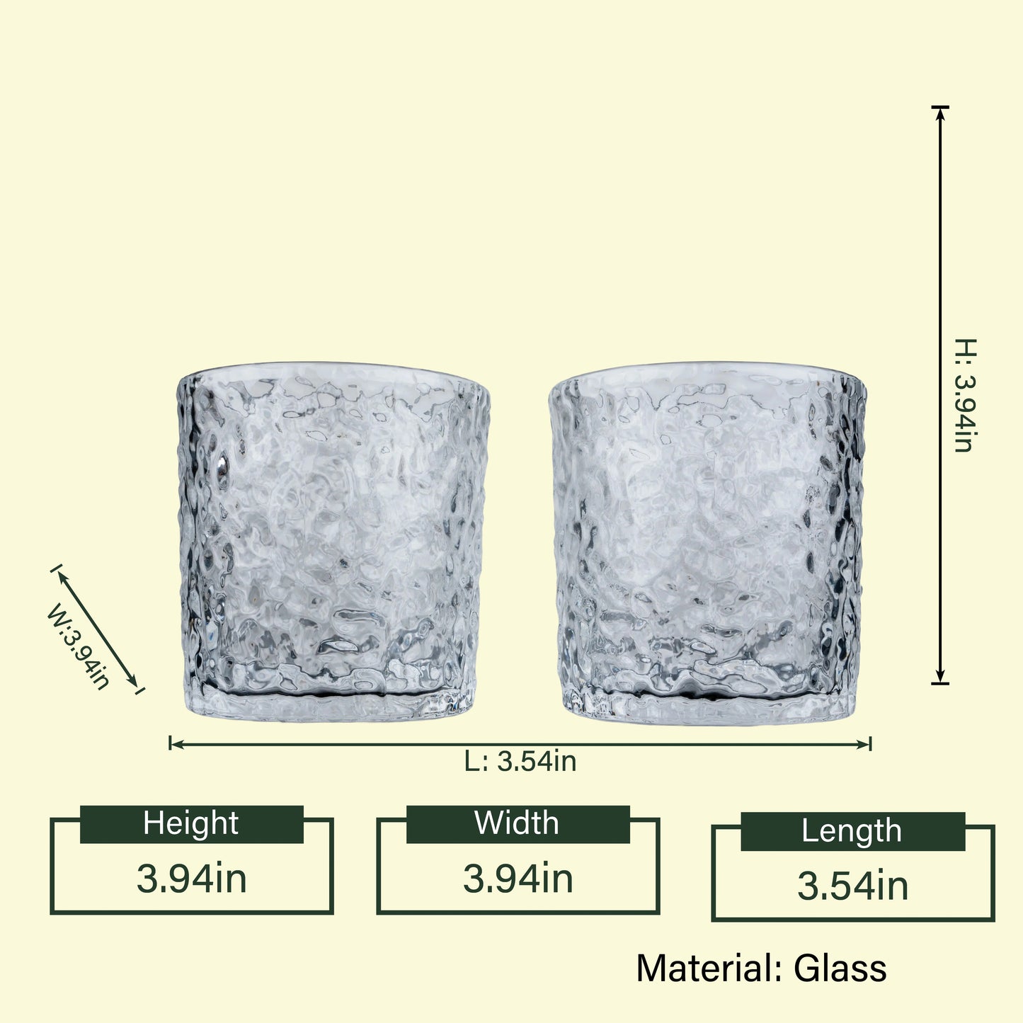 Frosted Hammer Glasses - Set of 6