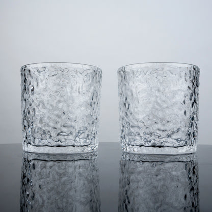 Clear Textured Rocks Glasses - Set of 4