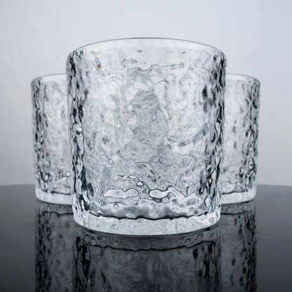 Clear Textured Rocks Glasses - Set of 4