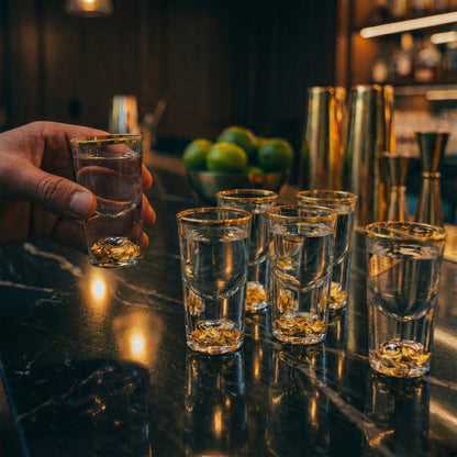 Gold Base Mini Shot Glasses - Set of 6