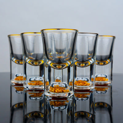 Gold Base Mini Shot Glasses - Set of 6