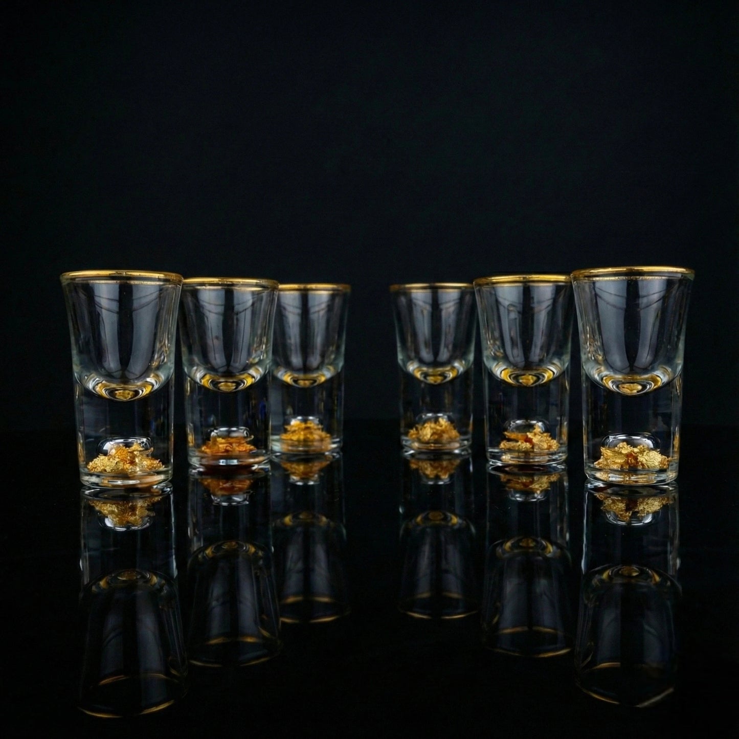 Gold Base Mini Shot Glasses - Set of 6