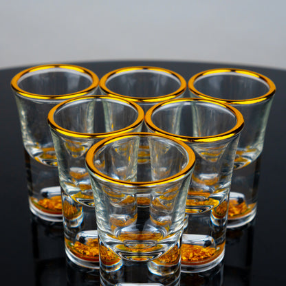 Gold Base Mini Shot Glasses - Set of 6