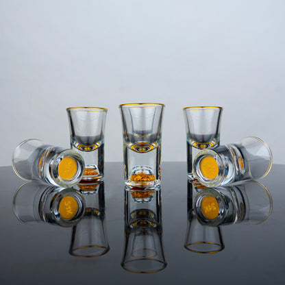Gold Base Mini Shot Glasses - Set of 6