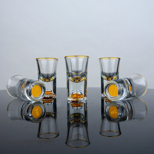 Gold Base Mini Shot Glasses - Set of 6