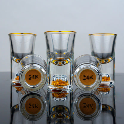 Gold Base Mini Shot Glasses - Set of 6