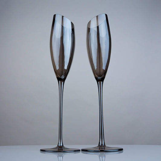 Slanted Rim Champagne Flutes - Set of 2