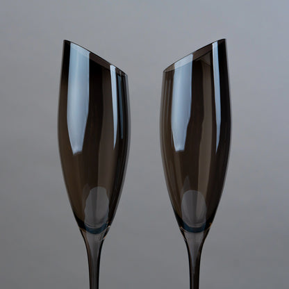 Slanted Rim Champagne Flutes - Set of 2