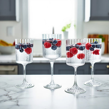 Fluted cocktail glass set kitchen w/ berries