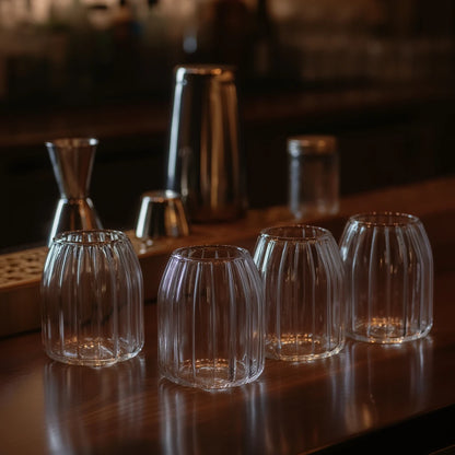Fluted Dome Drinking Glasses - Set of 4